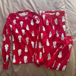 Hanna Andersson Red Snowman Kids Pajama Set